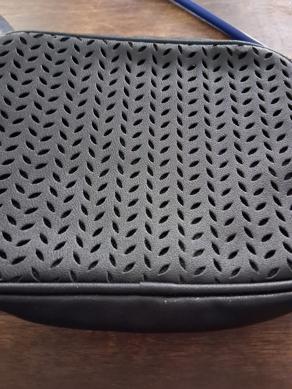 Black Perforated Leather Crossbody Bag